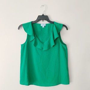 NWT CeCe Green Ruffle Tank Top Blouse